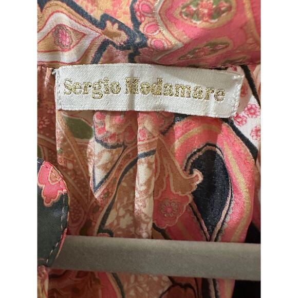 Sergio Modamare Silk Paisley Button Up Top Etno Chic Bohemian, size XL - Picture 2 of 7